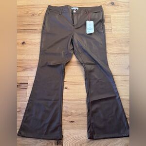 ARULA Brown Flared pleather Trousers. Size 14.